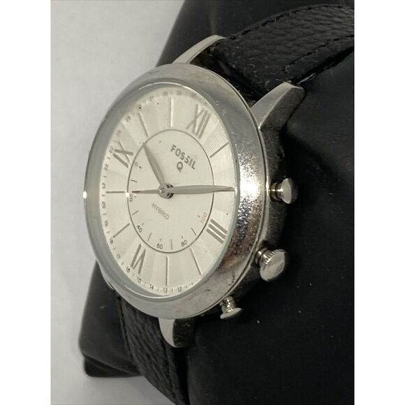 Fossil FTW5019 Women's Black Leather Silver Analog Dial Hybrid Smart Watch XX785 - Picture 4 of 12